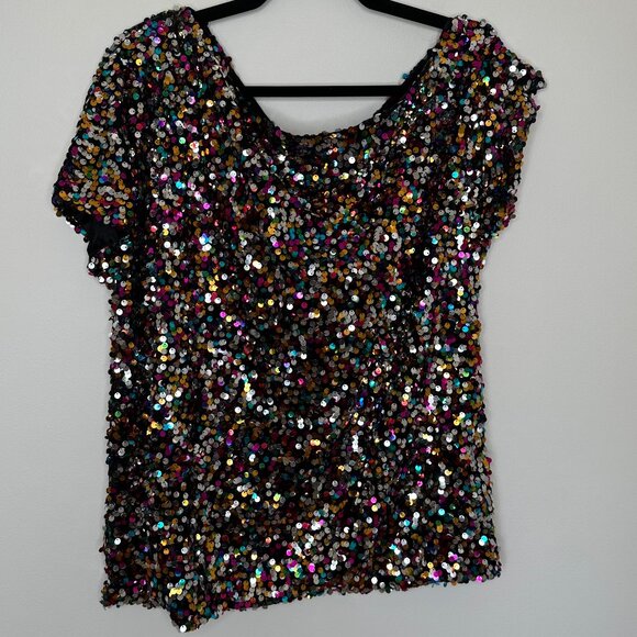 Anna-Kaci Women's Glam Off-Shoulder Multi-Colored Sequin Top Size XL - Picture 6 of 14